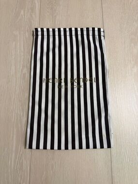 Henri Bendel Striped Cosmetic Bag with Gold Logo